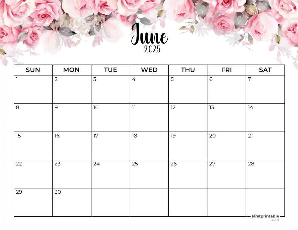June 2025 Calendar Floral 01