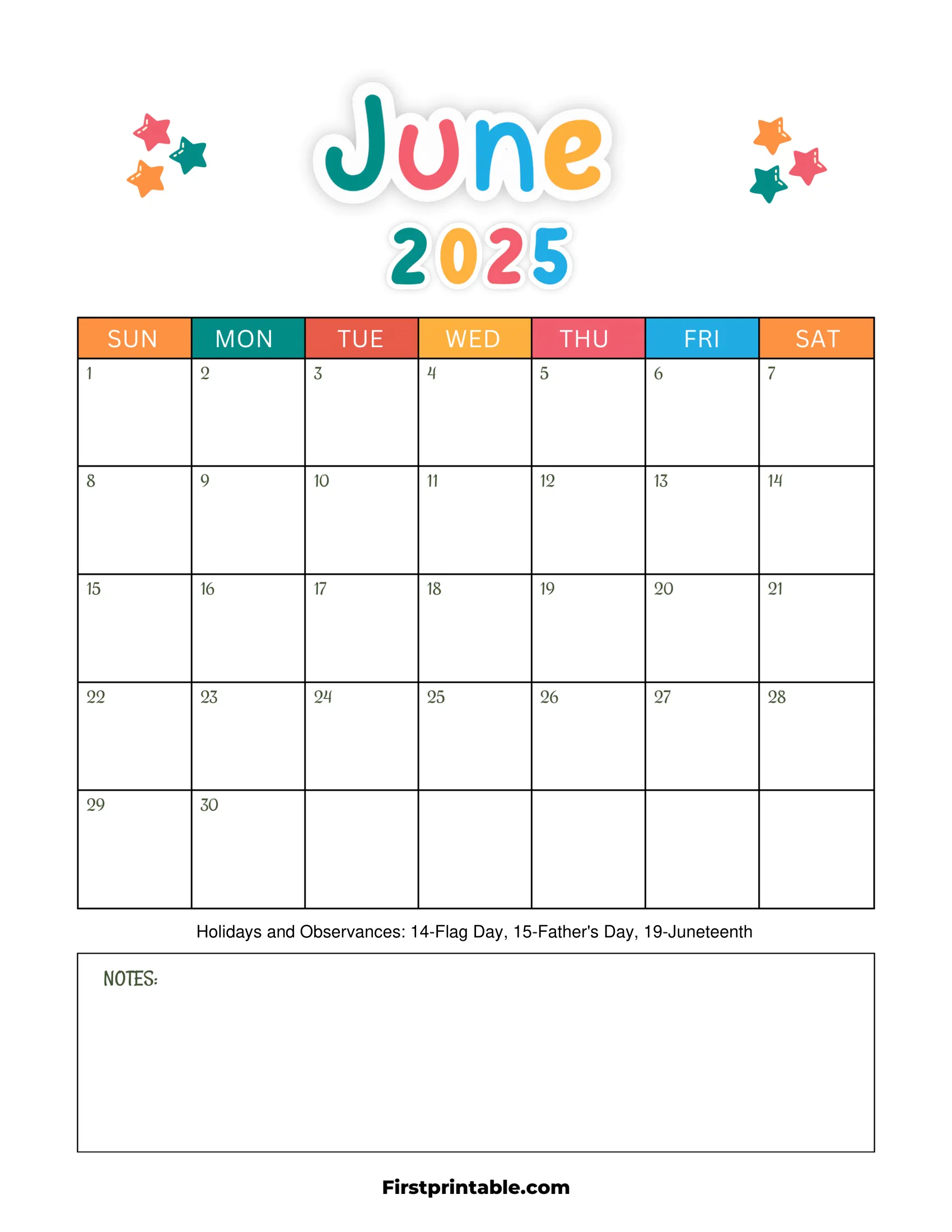 June 2025 Calendar Kids