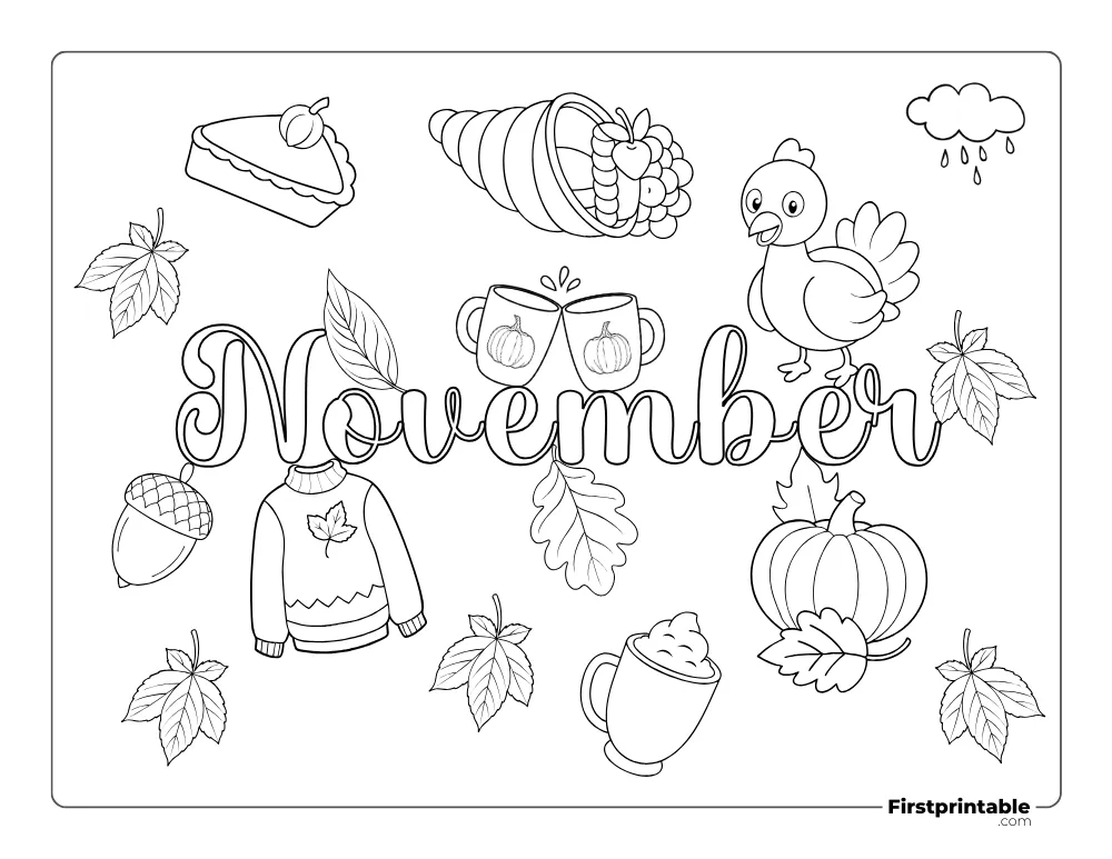 November Fall Coloring Page