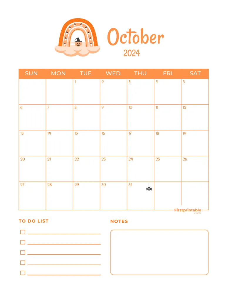 October Calendar 2024 Halloween Template 02