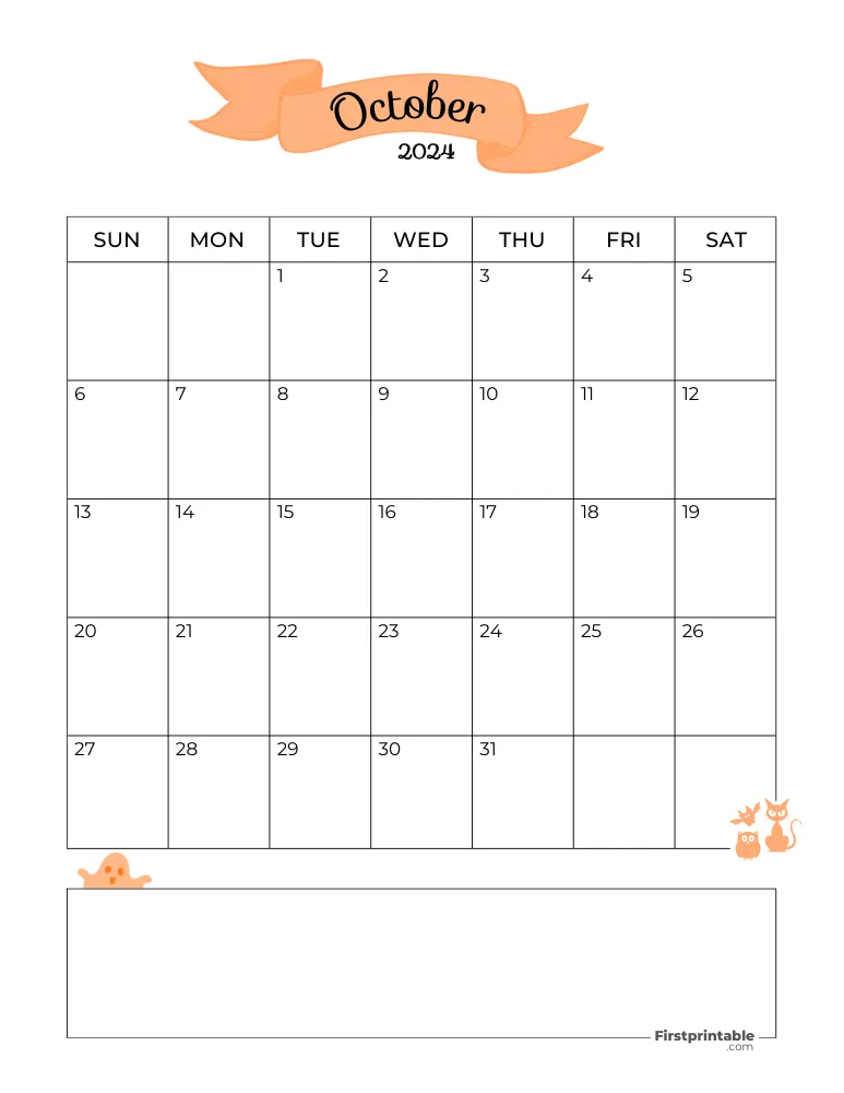 October Calendar 2024 Halloween Template 05