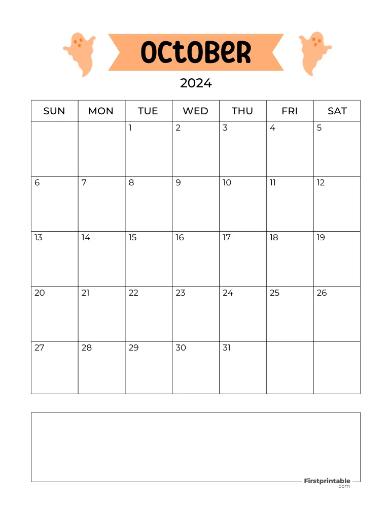 October Calendar 2024 Halloween Template 06