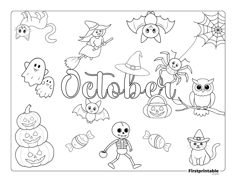 October Fall Coloring Page