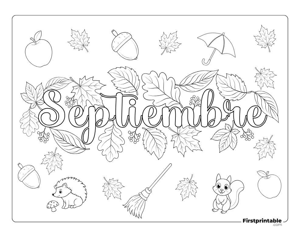 Página para colorear de septiembre - Otoño