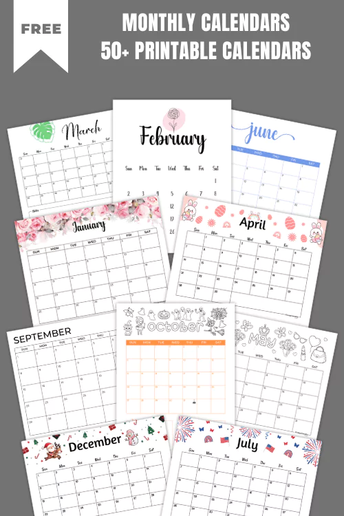 2024 Printable Calendar | 50+ Monthly Calendars