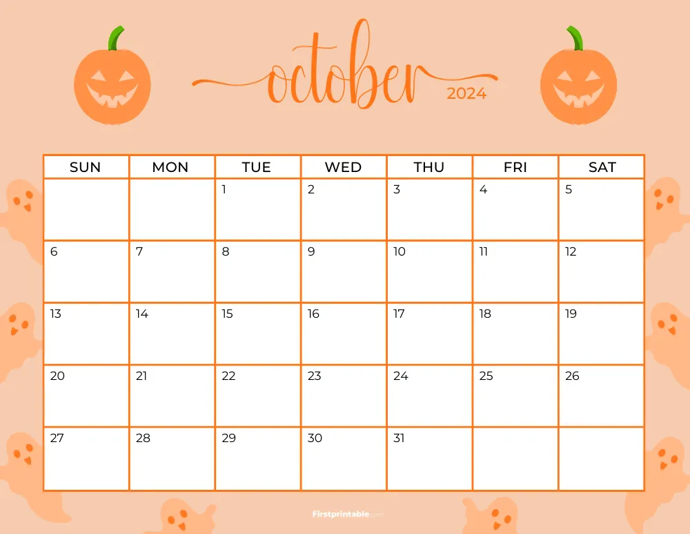 Printable October Calendar 2024 Halloween Template 32