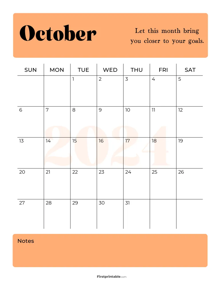 Printable October Calendar 2024 Template 11