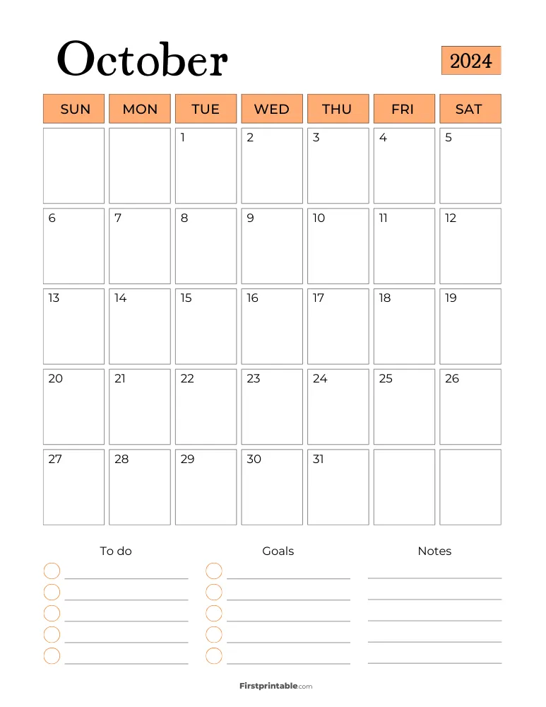 Printable October Calendar 2024 Template 17