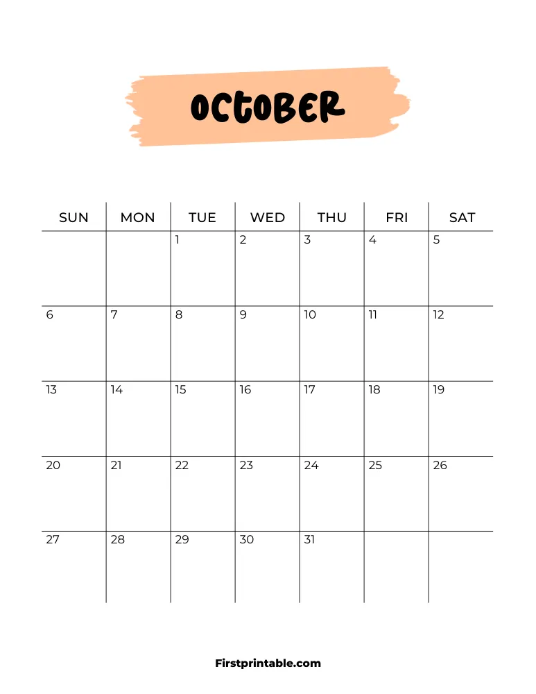 Printable October Calendar 2024 Template 22