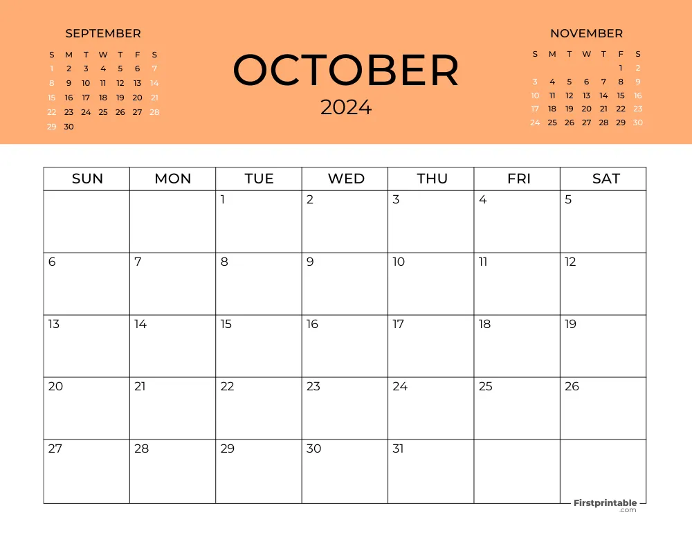 Printable October Calendar 2024 Template 30