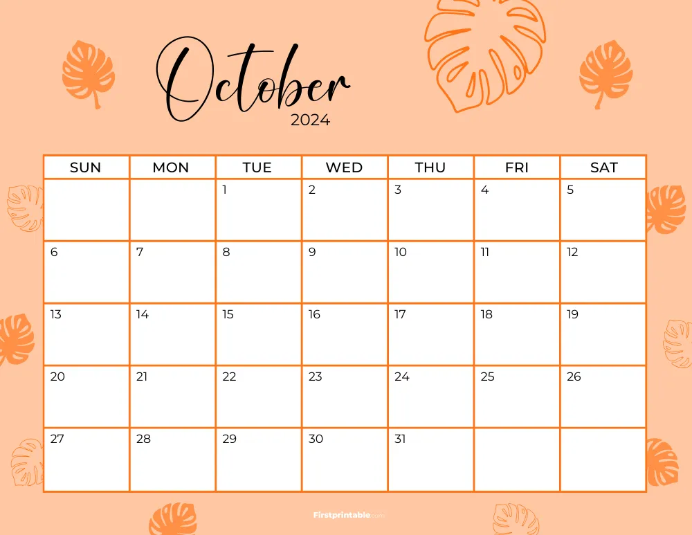 Printable October Calendar 2024 Template 31