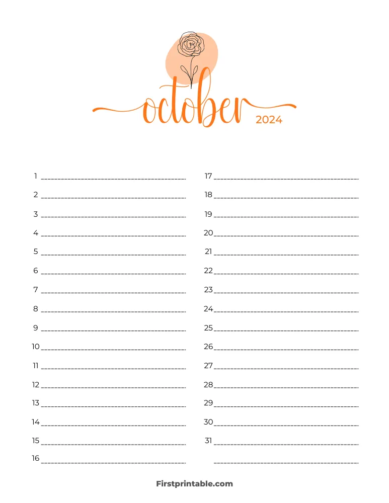 Printable October Calendar 2024 Template 41