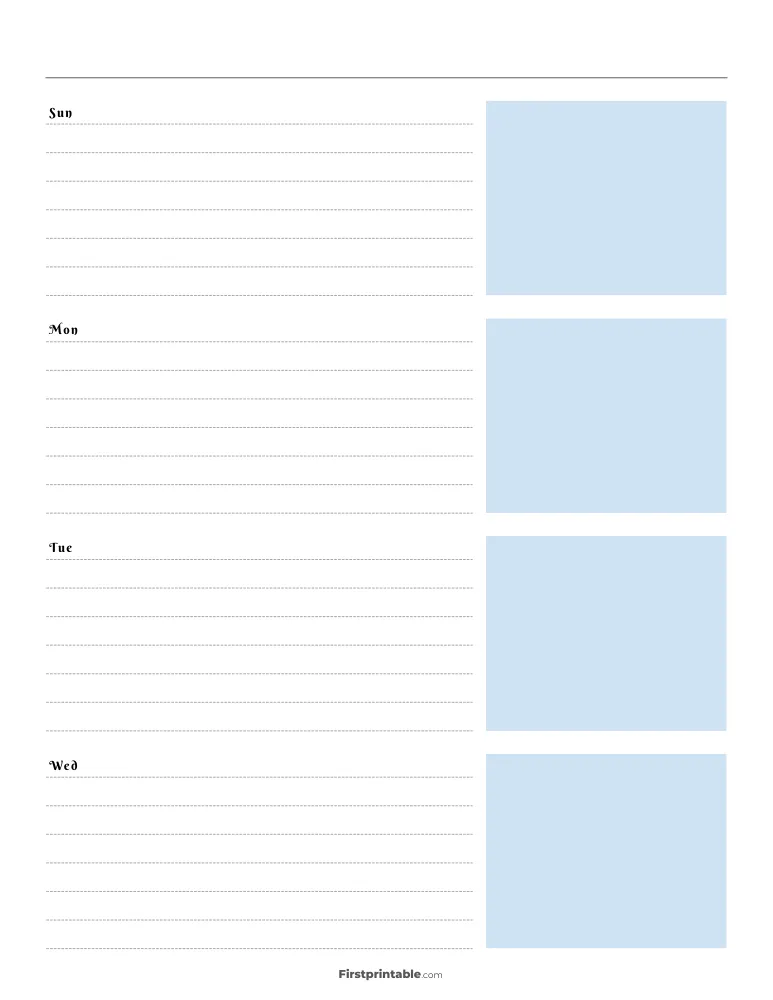 Printable Weekly Planner Template 01
