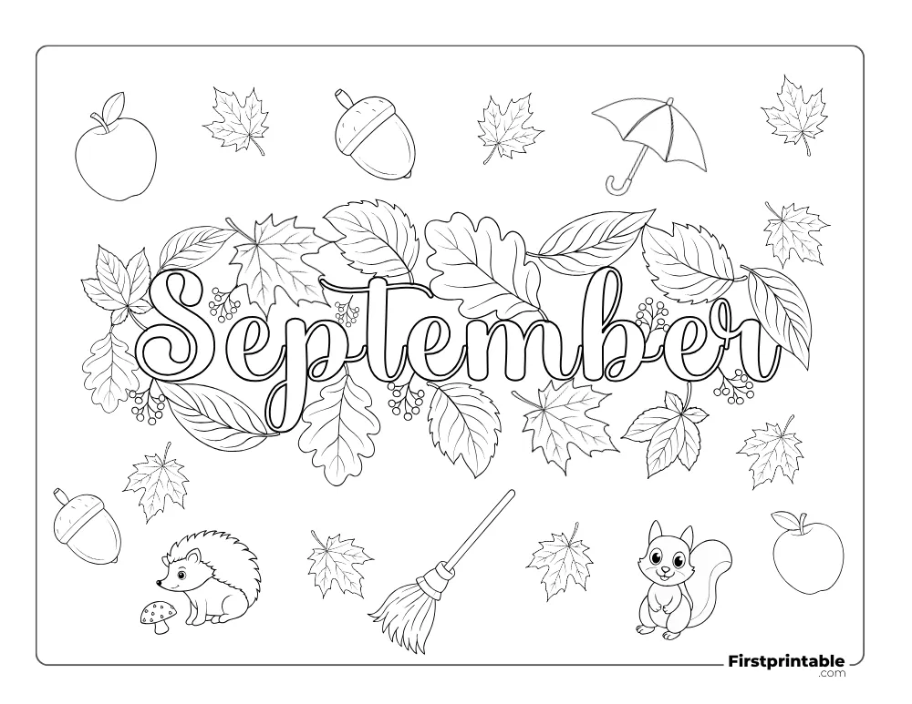 September Fall Coloring Page