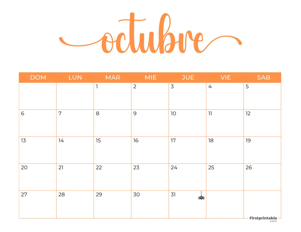 Spanish Printable October Calendar 2024 Template 46