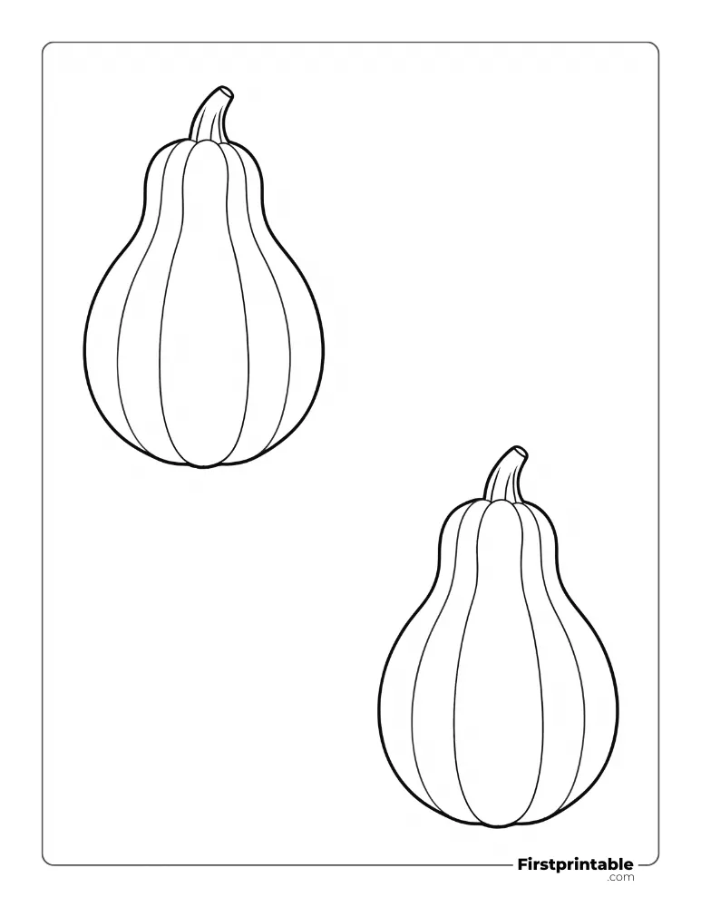 Butternut Squash Pumpkin Template Medium Outline