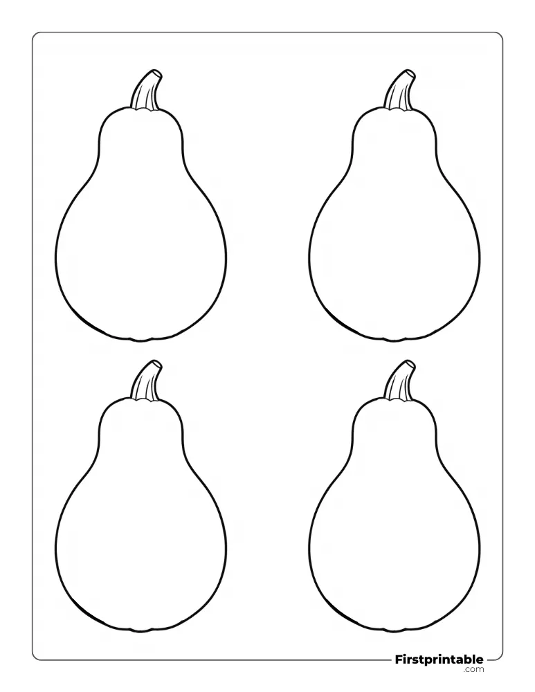 Butternut Squash Pumpkin Template Small Blank Outline