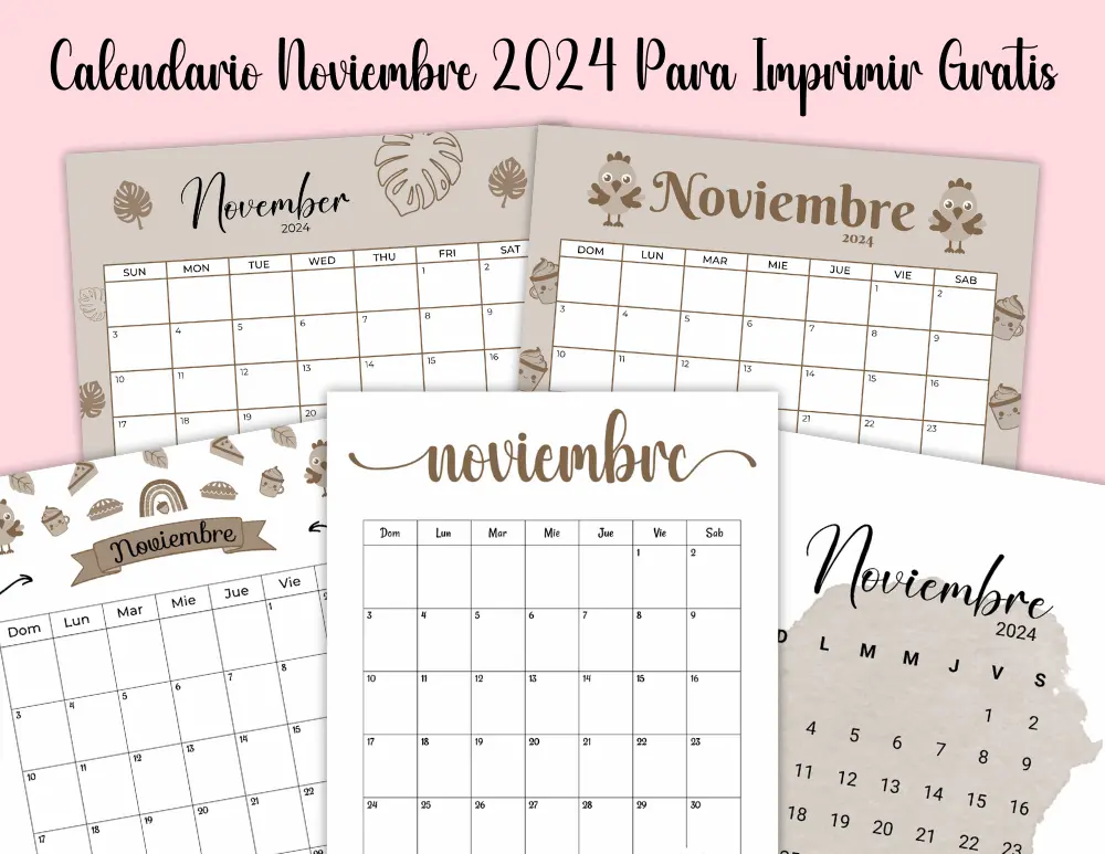 Calendario 2024 Noviembre Para Imprimir Gratis en Español