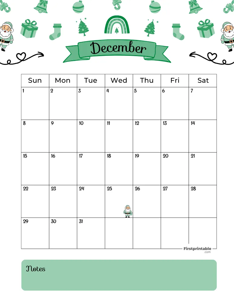 December Calendar 2024 Christmas Template 01