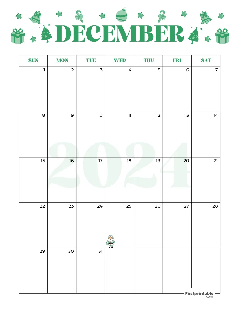 December Calendar 2024 Christmas Template 04