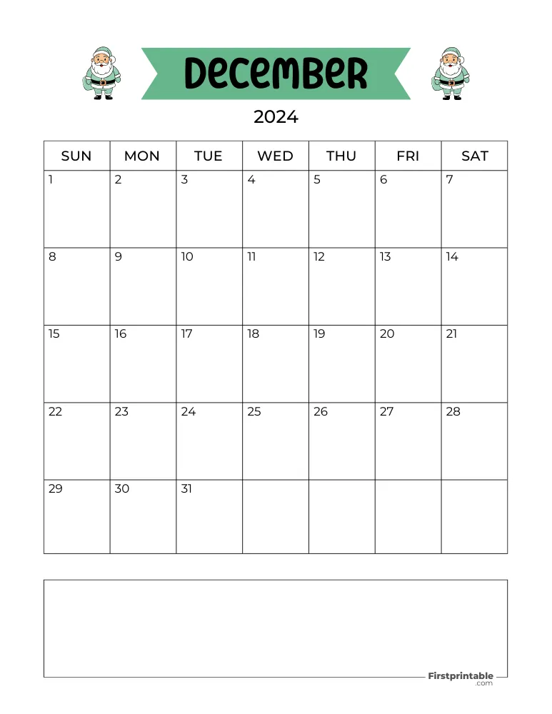 December Calendar 2024 Christmas Template 06