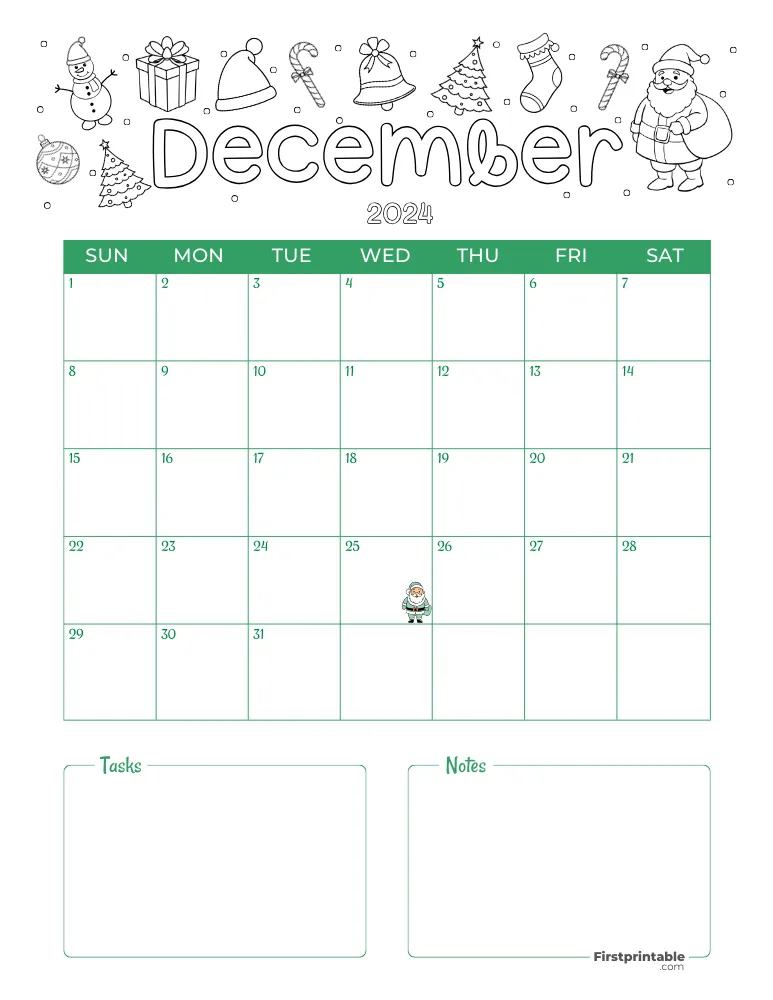 December Calendar 2024 Christmas Template 07