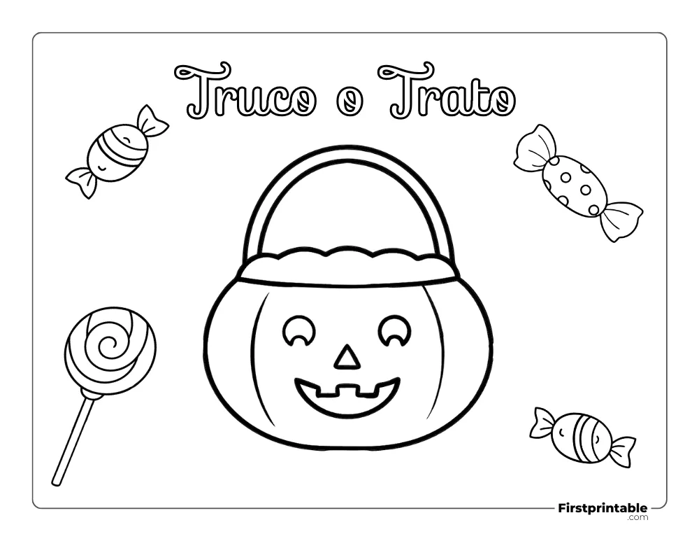 Dibujos para colorear de Halloween Dulces de truco o trato