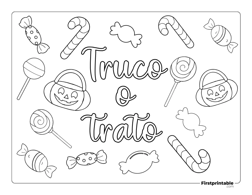 Dibujos para colorear de Halloween Truco o trato de dulces