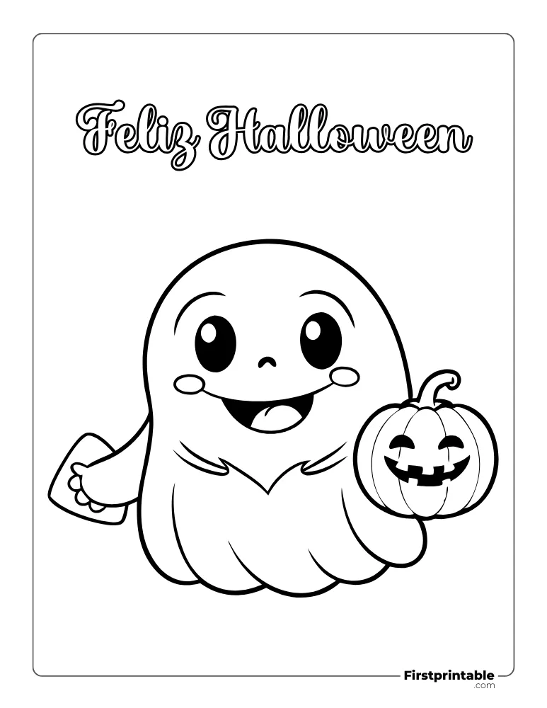 Dibujos para colorear de Halloween lindo fantasma Jack O Lantern