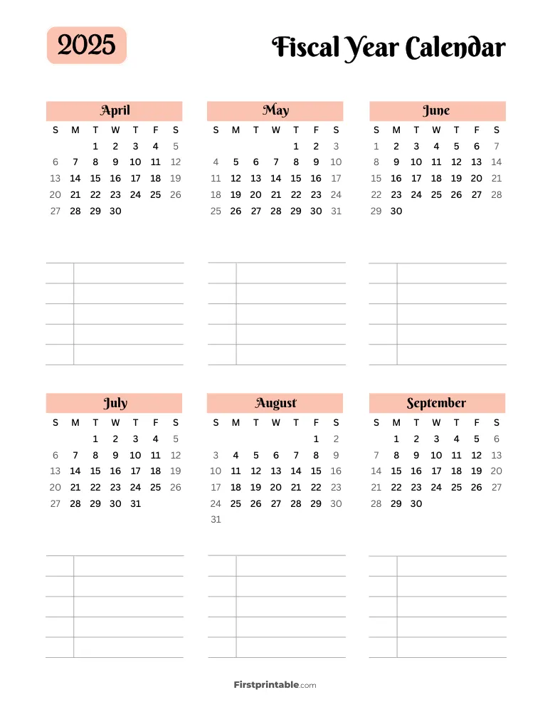 Fiscal Calendar Year 2025 Printable Template 07 (2)