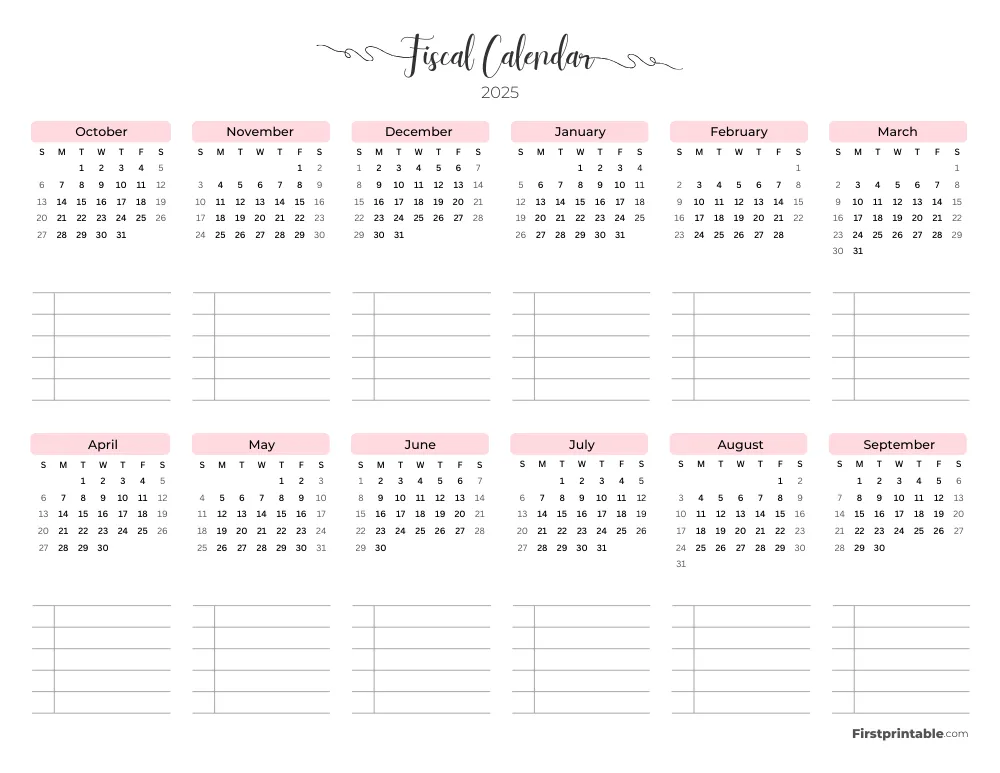 Fiscal Calendar Year 2025 Printable Template 16