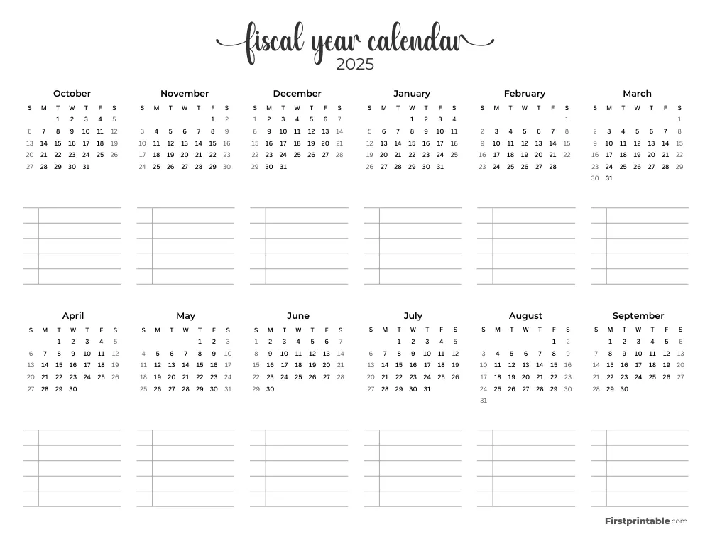 Fiscal Calendar Year 2025 Printable Template 17