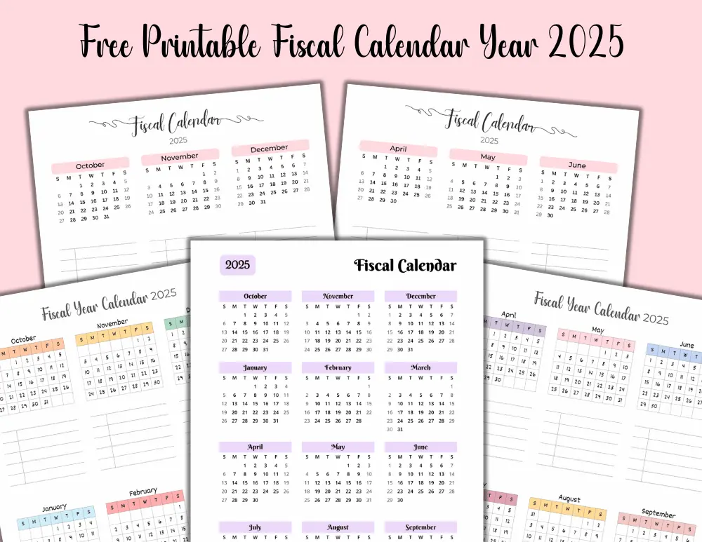 Fiscal Calendar Year 2025 Printable PDF Templates