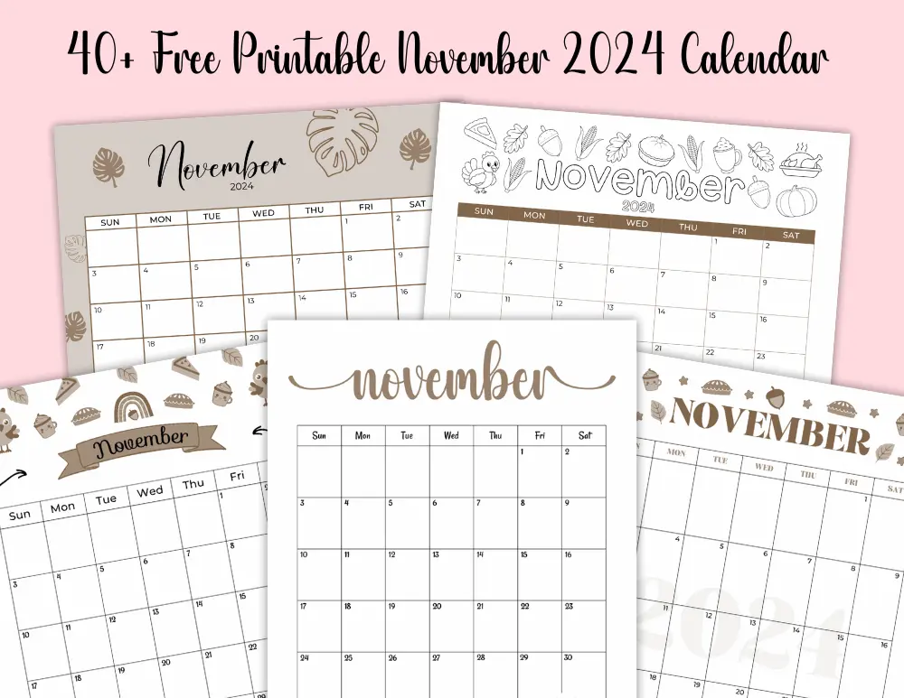 Free Printable November 2024 Calendars