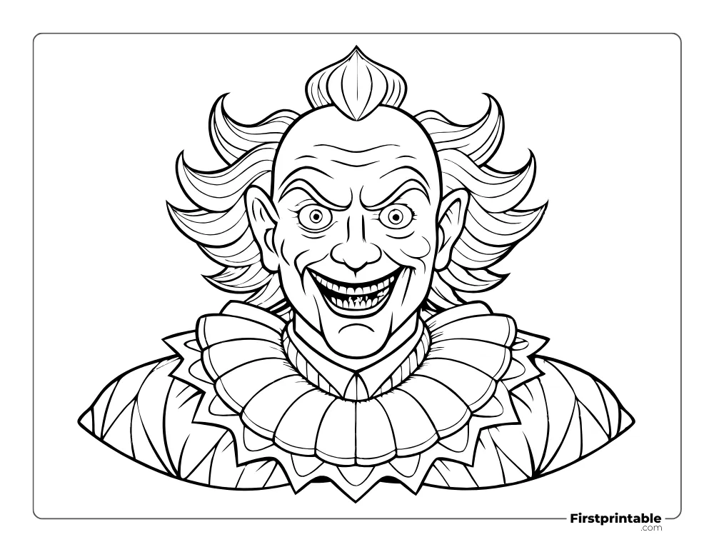 Clown Halloween Coloring Page