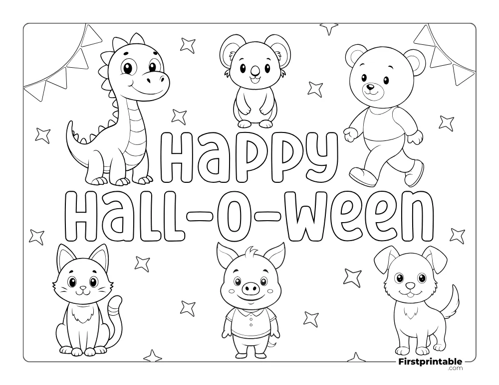 Print and Color Cute Animals for Halloween