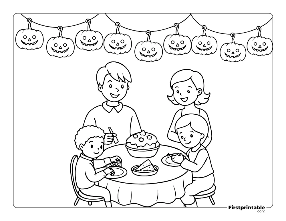 Family Feast Halloween Coloring Page