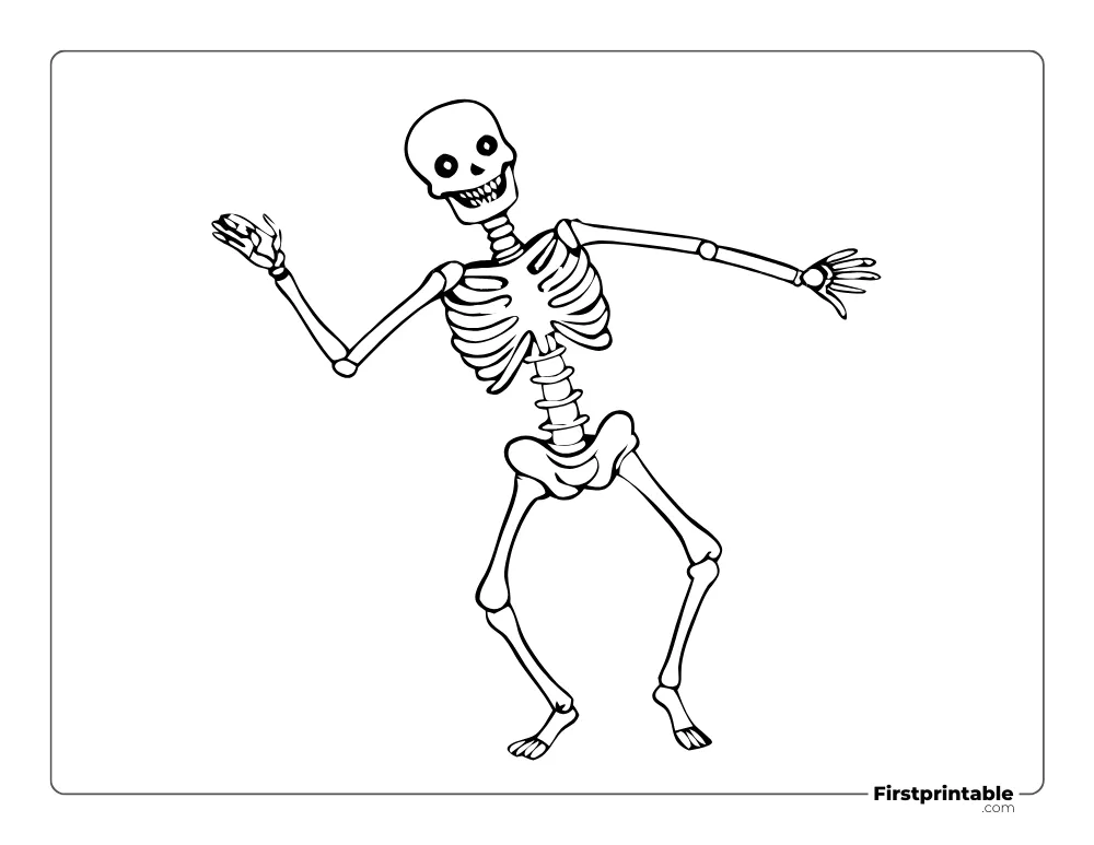 Funny Skeleton Dancing Coloring Page