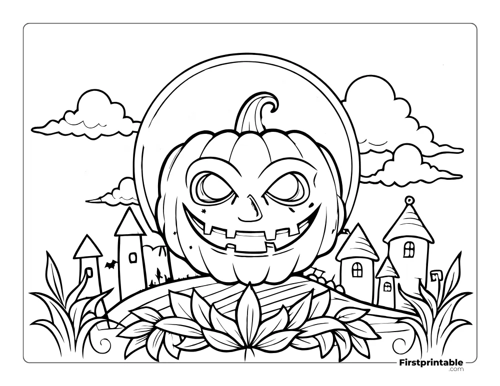 Big Jack o' Lantern on a Haunted Night to Color.