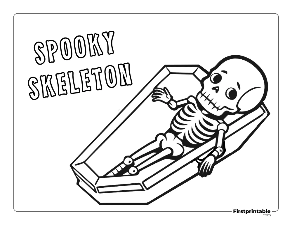 Spooky Skeleton Coloring Page