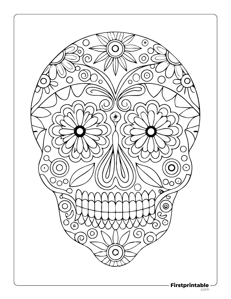 Coloring Page Sugar skull for Adults