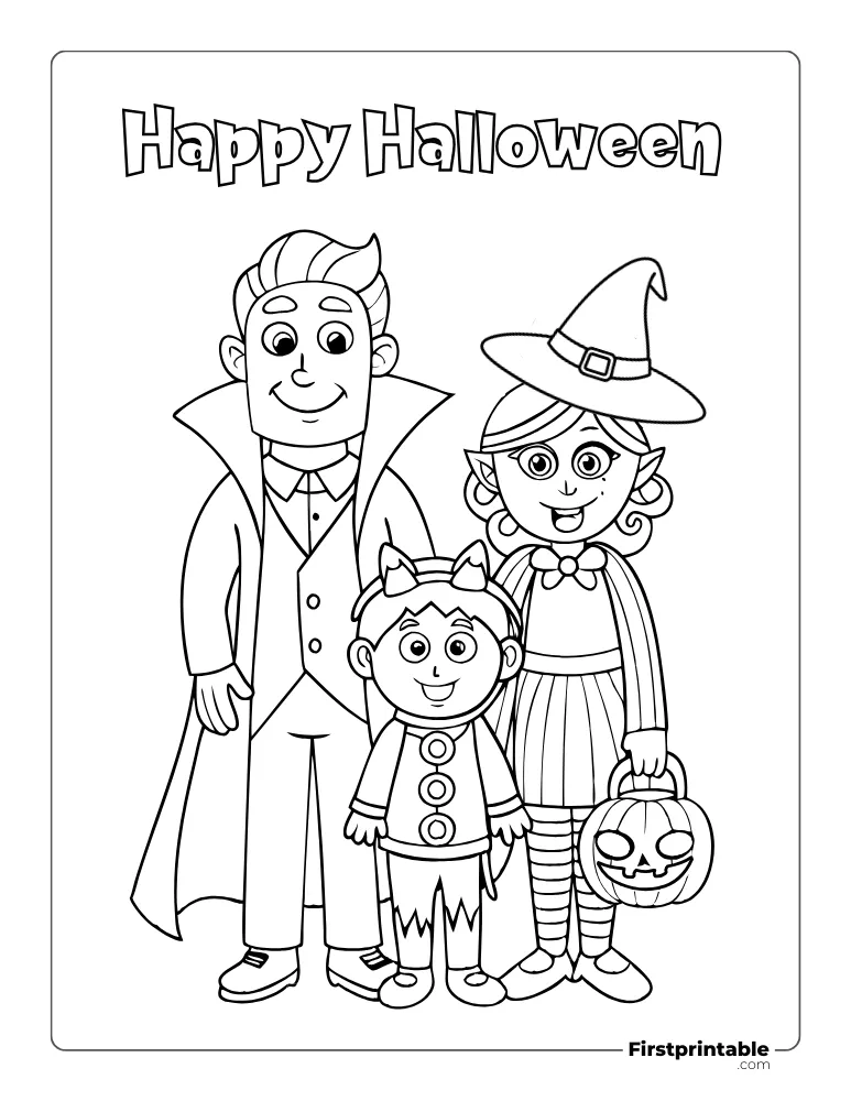 "Happy Halloween" Costume Coloring page