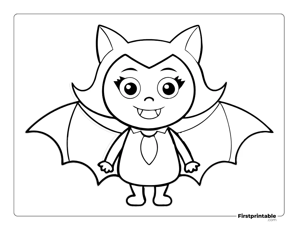 Cute Girl in Vampirina Costume to Color