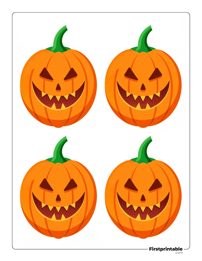 Jack O Lantern Pumpkin Face Template Small Colored