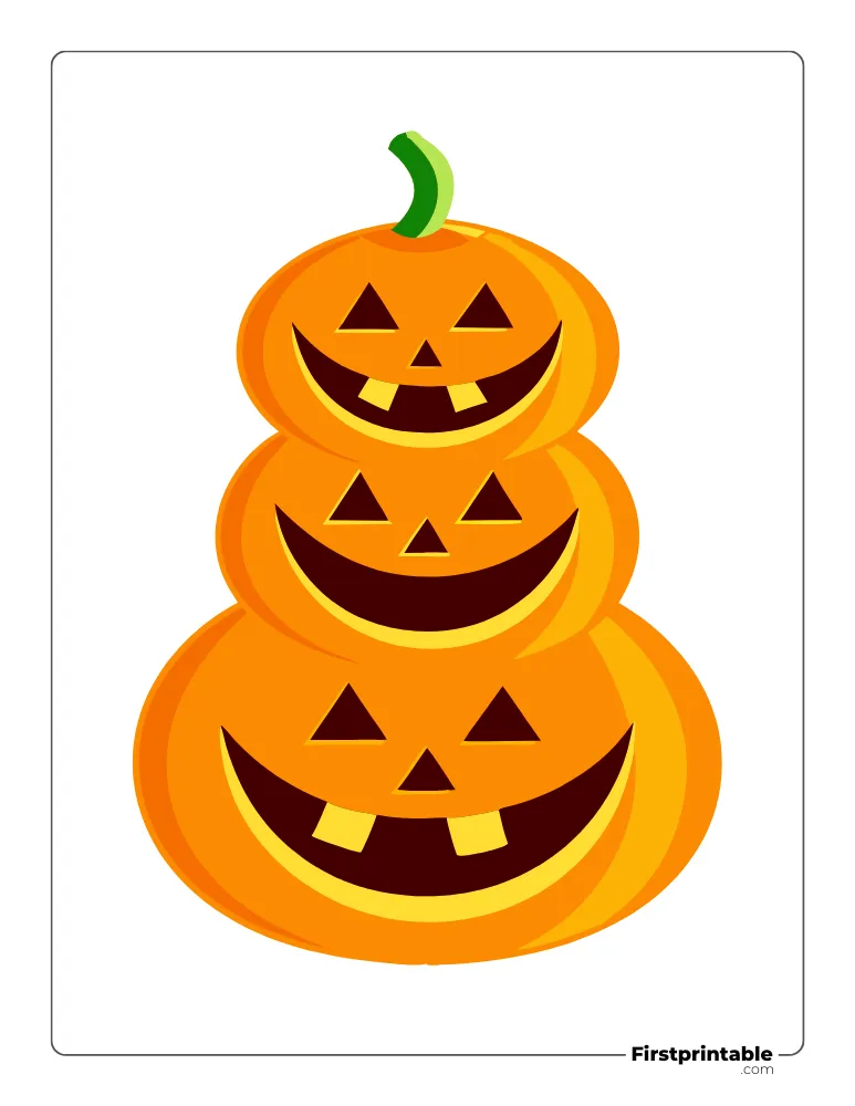 Halloween Pumpkin Face Template Large Colored