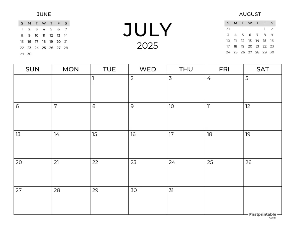 July Calendar 2025