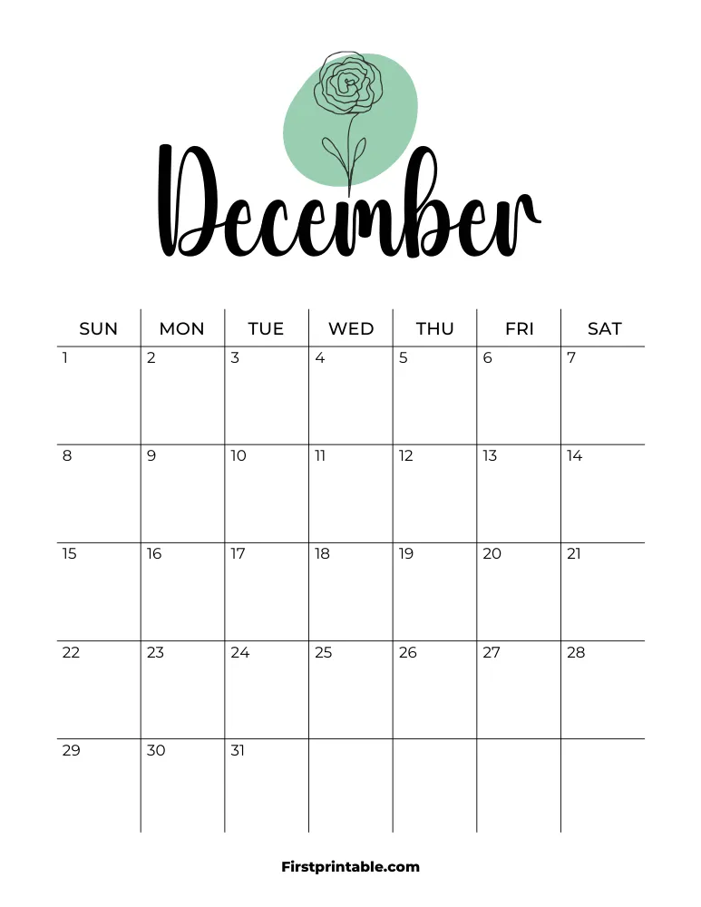 Printable December Calendar 2024 Template 09