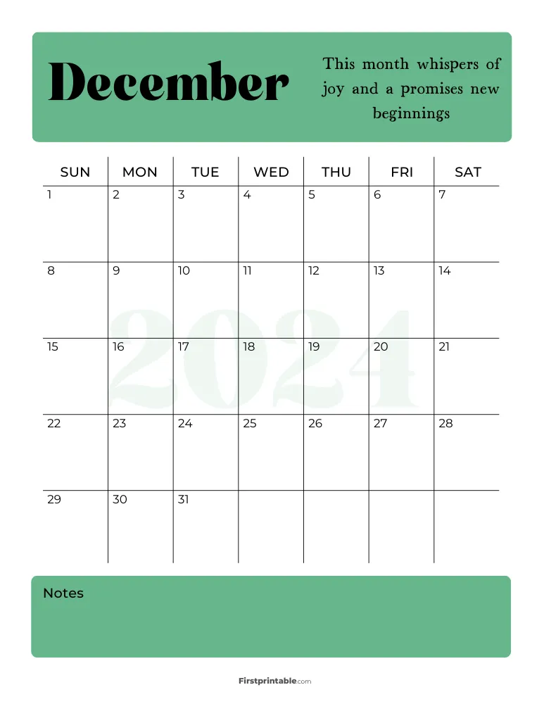 Printable December Calendar 2024 Template 11