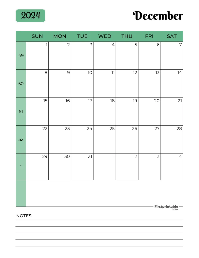 Printable December Calendar 2024 Template 16