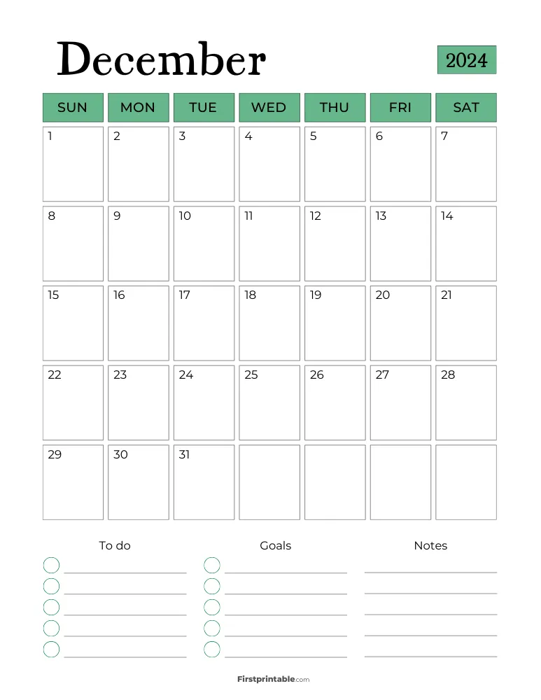 Printable December Calendar 2024 Template 17